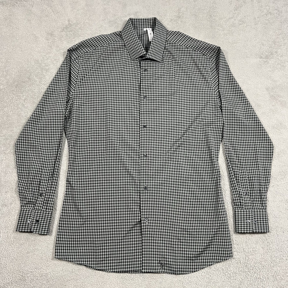 State and Liberty Shirt Mens 2XL Button Up Athletic Fit Dress Gray Black